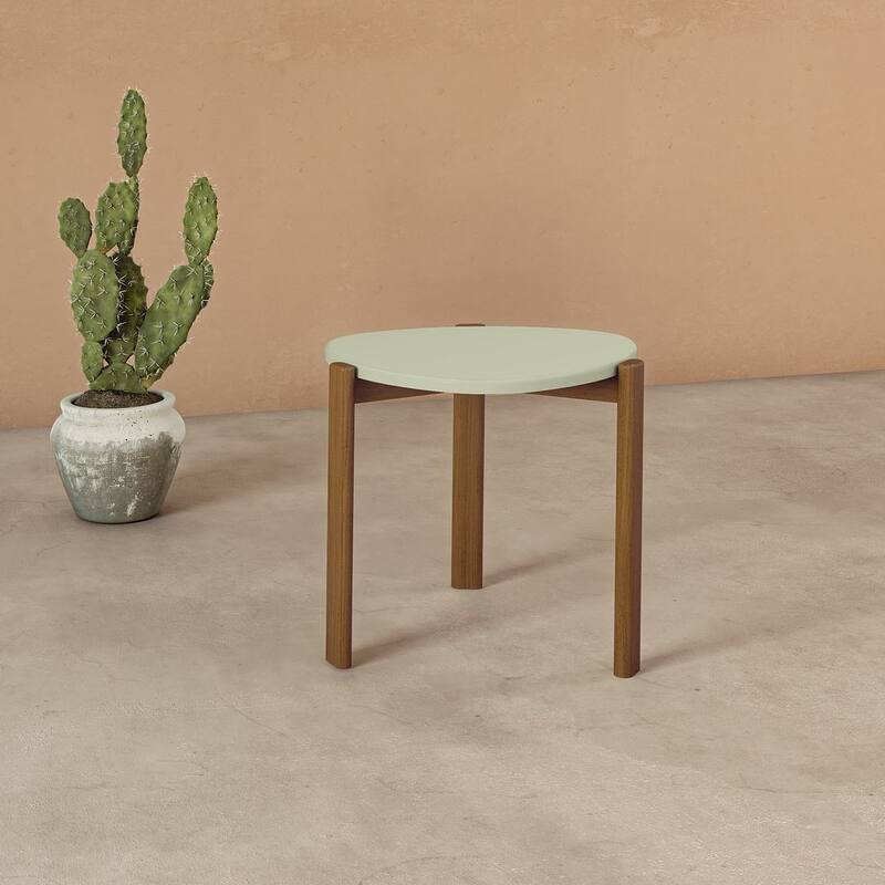 Manhattan Comfort Mid Century Modern Gales Solid Wood Leg End Table - Pistachio Green