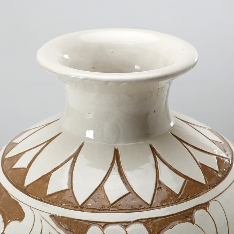 Artissance 12.6" Tall Amalfi Double Glazed Vase Small Opening With Flower Motif - 10.6" L x 10.6" W x 12.6" H