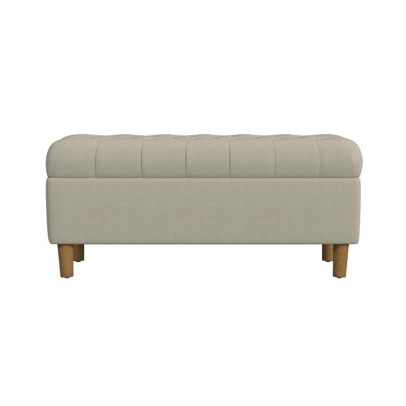 Sol Storage Bench Ottoman, Tan Beige Velvet, Brown, 40 Inch