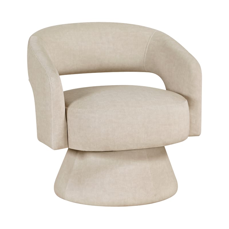 Arden 27" Velvet Swivel Chair - 360-Degree Metal Swivel Base - Taupe