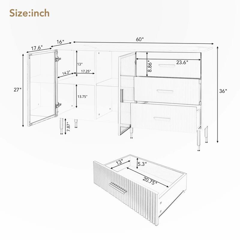 Modern Sideboard with Gold Metal Legs