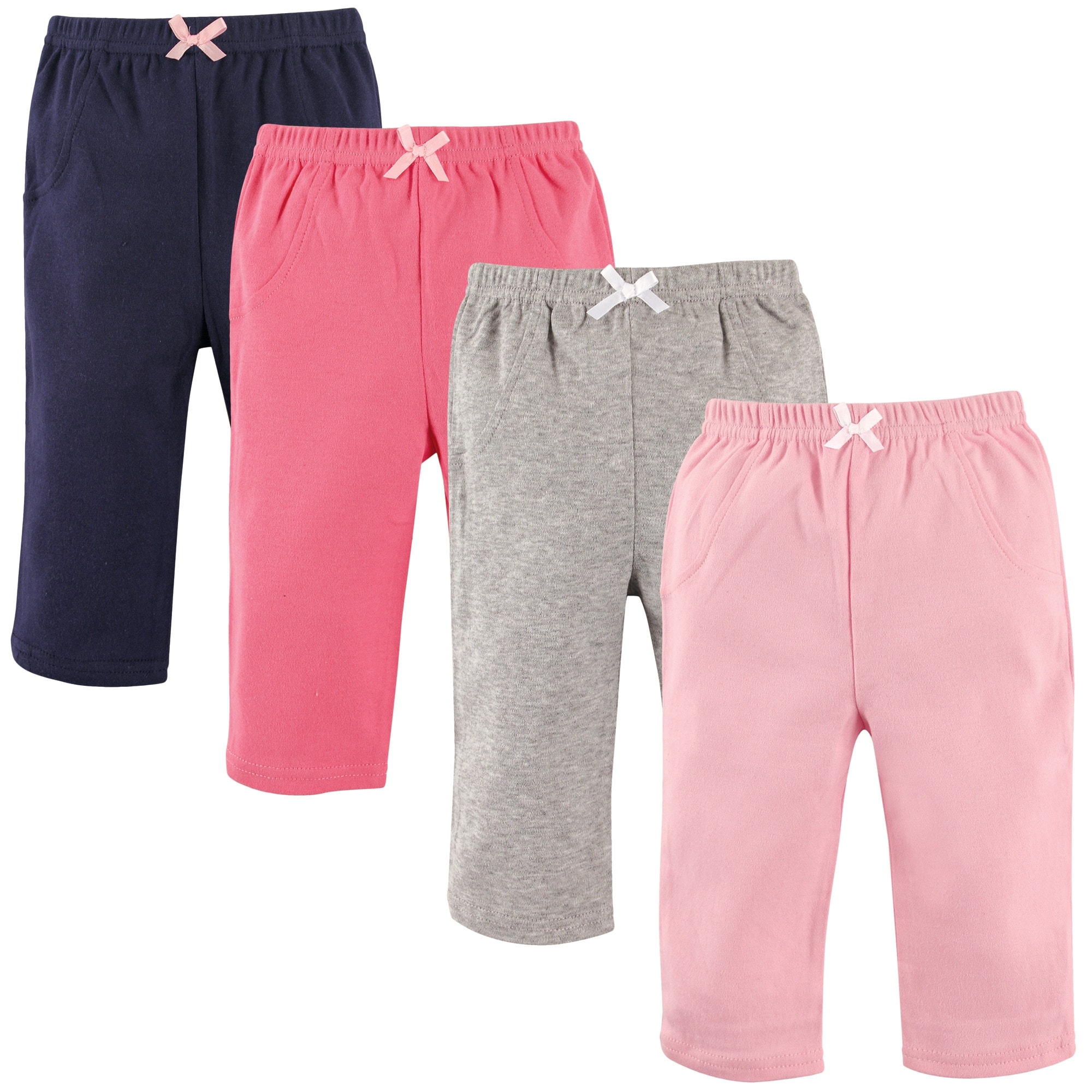 Luvable Friends Baby Girl Cotton Pants 4pk, Girl Solid