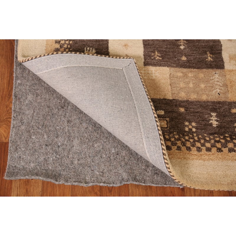 Geometric Gabbeh Indian Area Rug Brown Tribal Handmade Wool Carpet - 5'3" x 7'7"