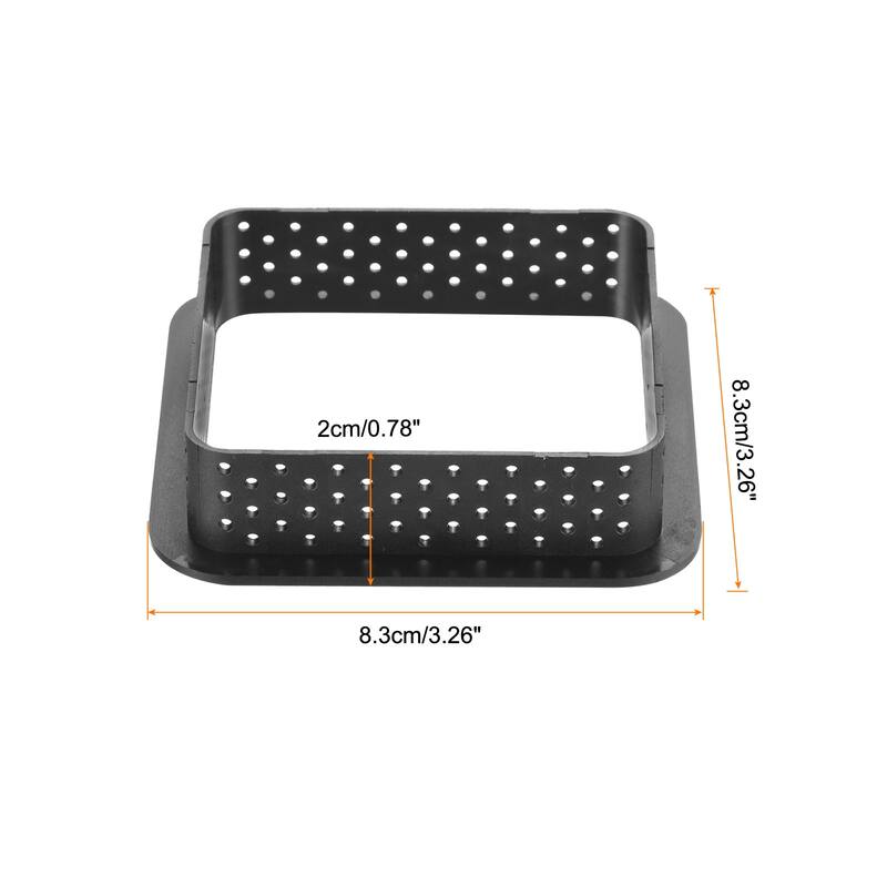 8pcs Perforated Cake Mousse Ring, Square Shape Cake Mold DIY Baking Cutter Black - Black