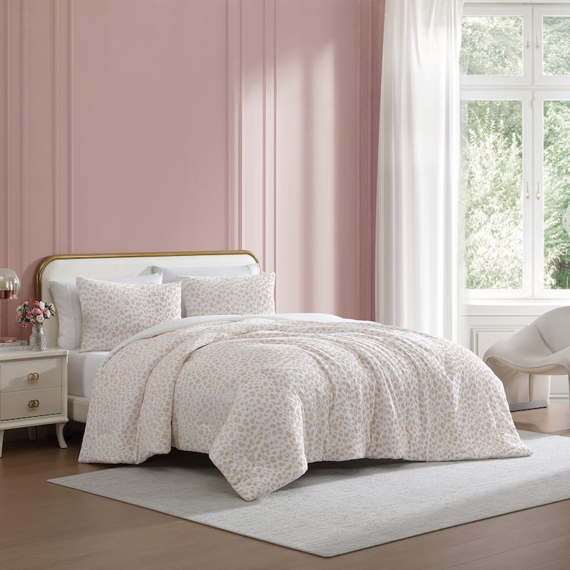 Betsey Johnson Betseys Leopard Velvet Beige Reversible Comforter Set