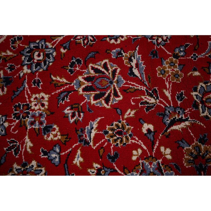 Floral Red Kashan Turkish Rug Machine Made Living Room Carpet - 9'7" x 12'5"