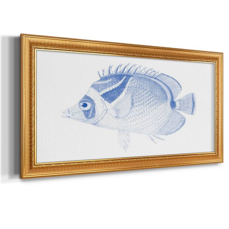 Blue & White Tropical Fish IV Premium Framed Canvas- Ready to Hang