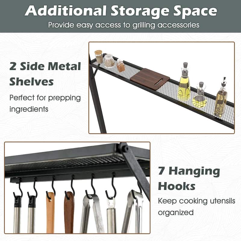 Costway 8' x 5' Grill Gazebo with 2 Shelves 7 Hooks Metal Frame Soft - See Details