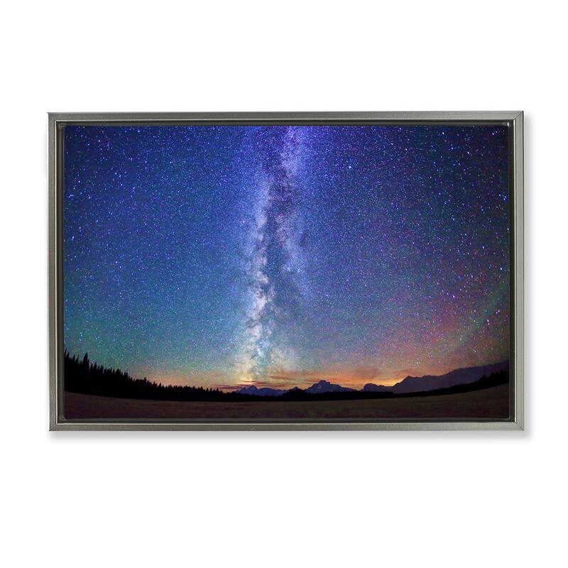 Stupell Milky Way Stars over Earth Framed Floater Canvas Wall Art Design By Royce Bair - 25 x 17 - Grey