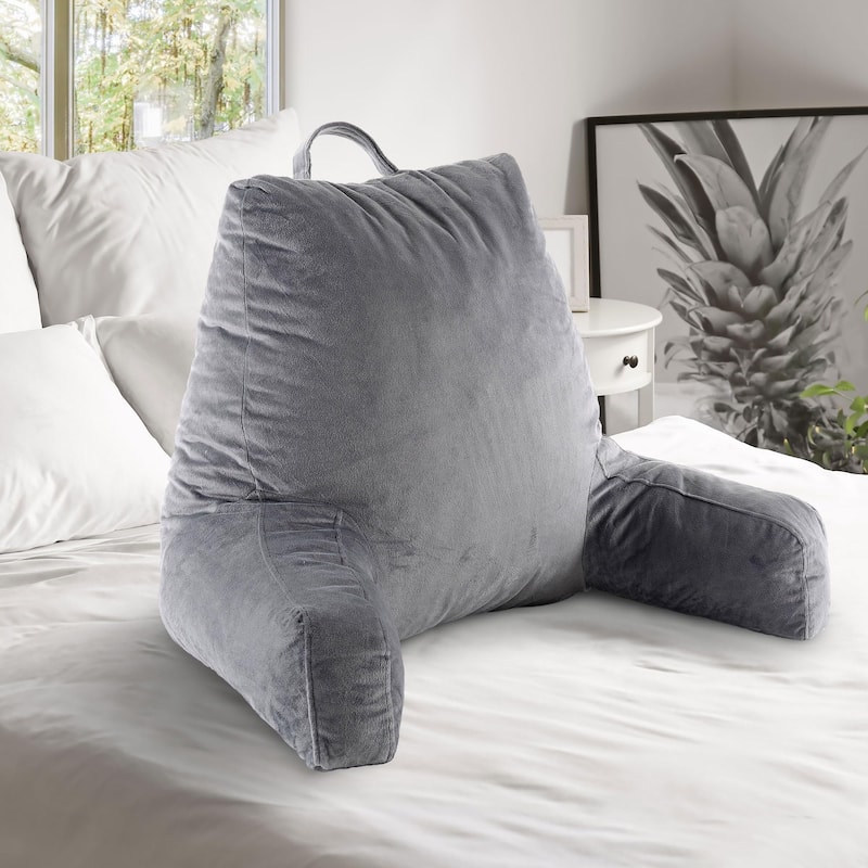 Cheer Collection Memory Foam Support Reading, TV Pillow - Grey