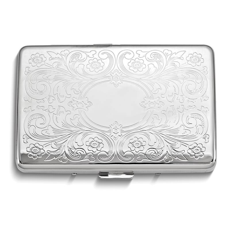 Curata Silver-Tone Scroll Design (Holds 16) Cigarette / Card Case