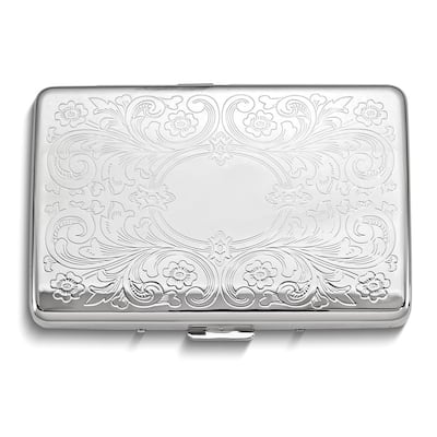 Curata Silver-Tone Scroll Design (Holds 16) Cigarette / Card Case