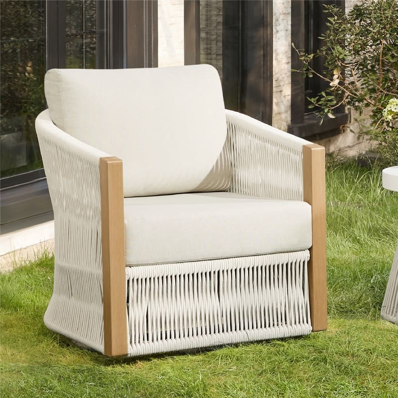 Carlos Outdoor Patio Furniture Bistro Set Swivel Chair - 1 Swivel Chair - Beige