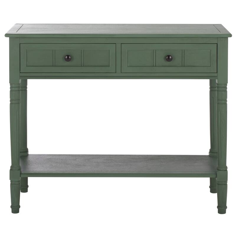 SAFAVIEH Camilla Grey 2-Drawer Console Table - 35.8" x 13.8" x 29.5" - 36"W x 14"D x 30"H - Dusty Green