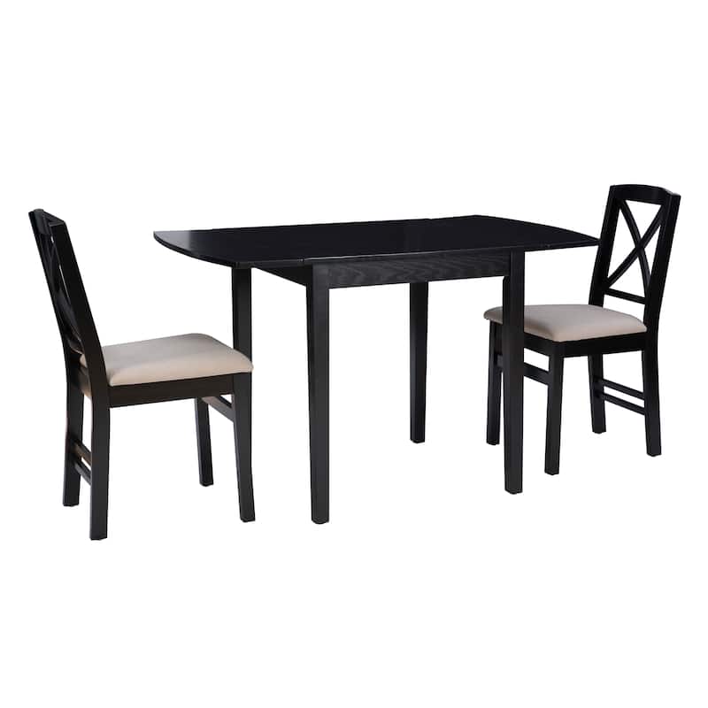 Piedmonth Rustic 3-Piece Drop Leaf Dining Set - Black