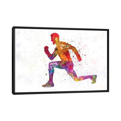 iCanvas "Young Man Practices Fitness Exercise In Watercolor" by Paul Rommer Framed Canvas Print