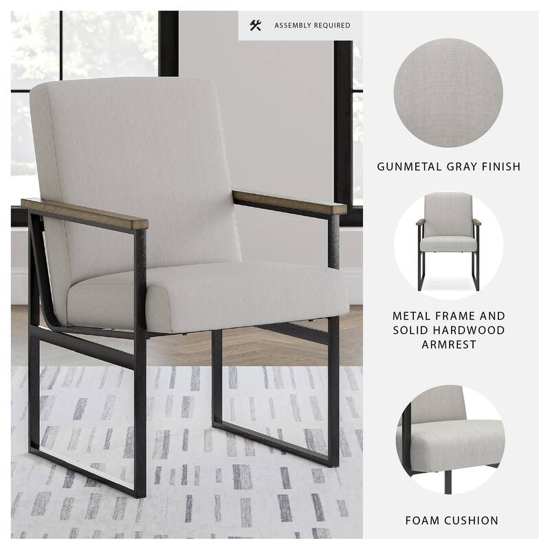 Signature Design by Ashley Montia Light Gray/Brown Home Office Desk Chair - 20.5" W x 24" D x 34.25" H