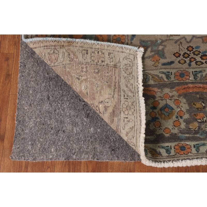 Distressed Tabriz Persian Antique Rug Handmade Floral Wool Carpet - 6'6"x 10'2"