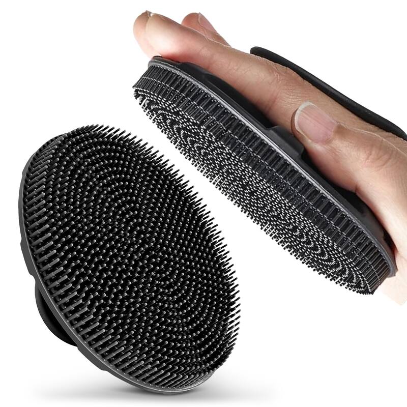 Cheer Collection Silicone Body Scrubber With Soft Bristles And Hanging Hole - Black