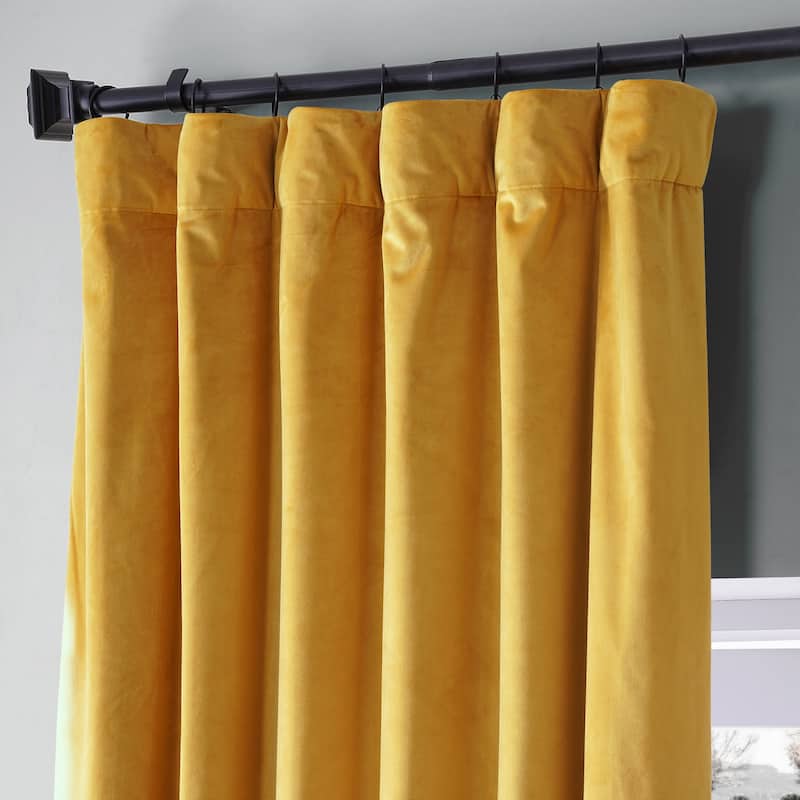 Exclusive Fabrics Signature Plush Velvet Hotel Blackout Curtains (1 Panel) - Luxury Soft Drapery for Light Control & Elegance