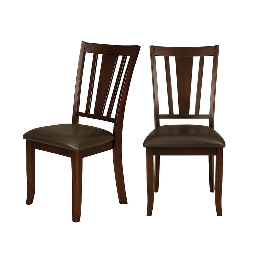 Set of 2 Padded Leatherette Dining Chairs in Espresso