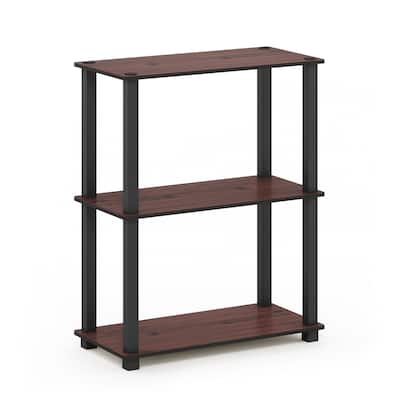 3 Tiers Wood Household Shelving Unit in Dark Cherry/Black (23.6 in. W x 29.5 in. H x 11.4 in. D) - 23. 6