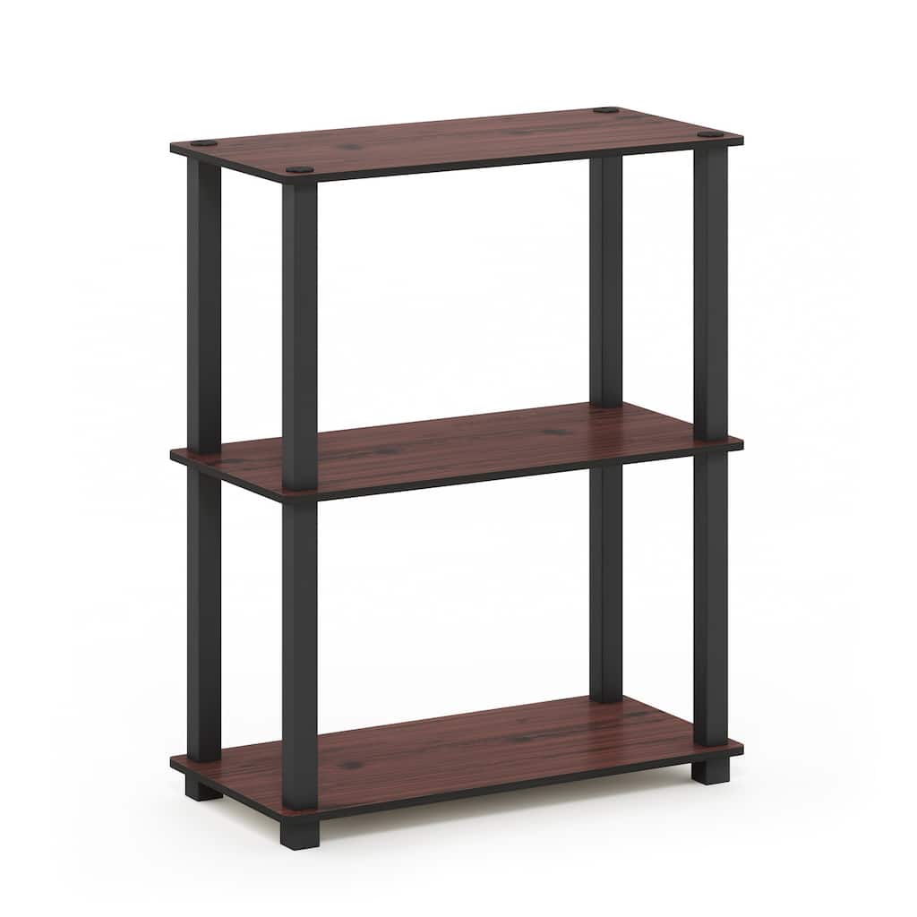 3 Tiers Wood Household Shelving Unit in Dark Cherry/Black (23.6 in. W x 29.5 in. H x 11.4 in. D) - 23. 6
