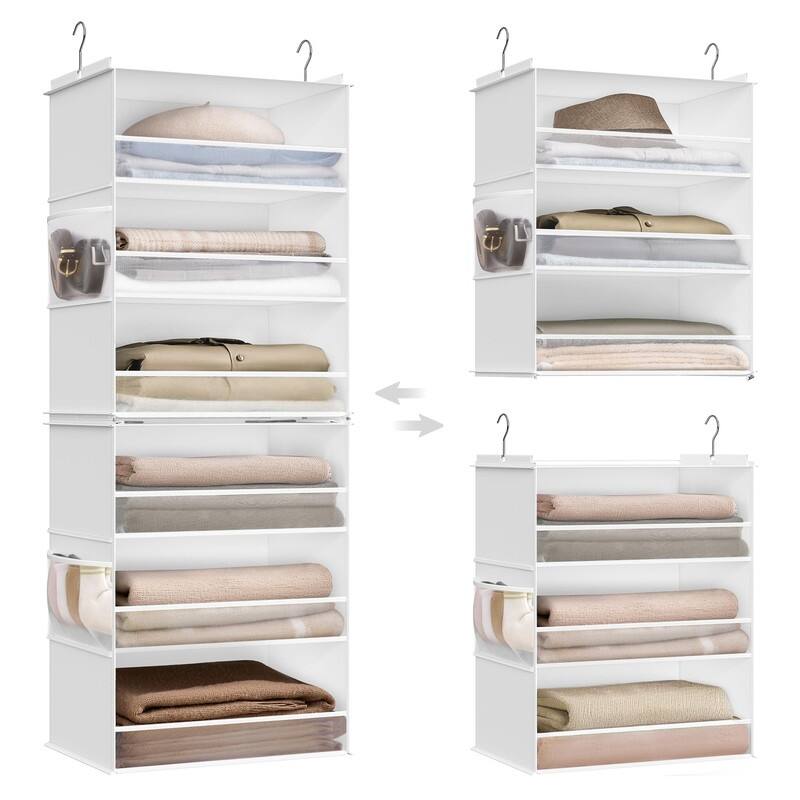6-Tier Hanging Closet Organizer with Pockets & Bamboo Inserts