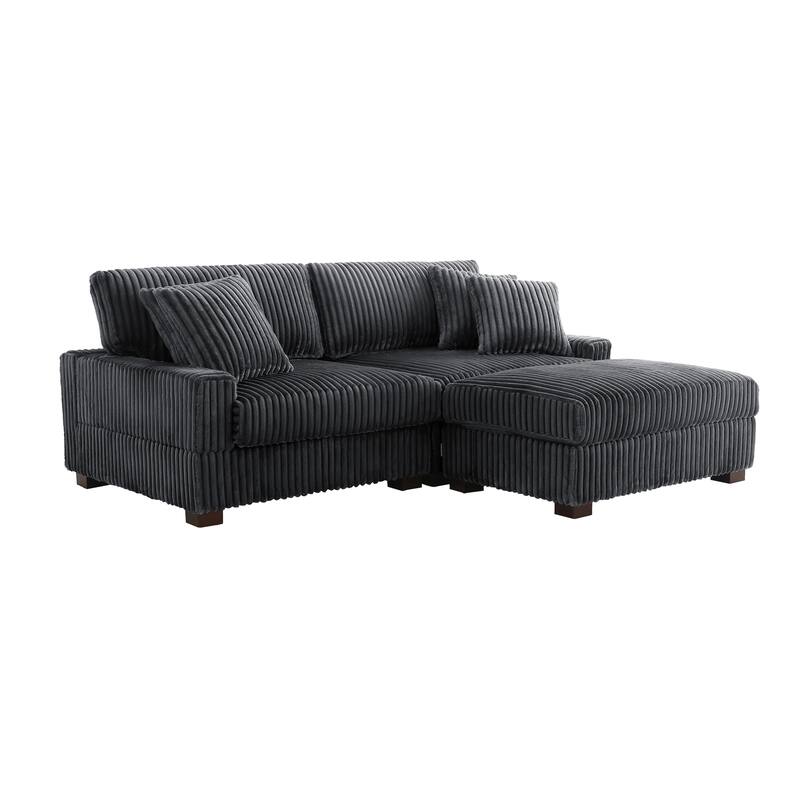 Plush Corduroy Modular Sectional Sofa Comfy Couch