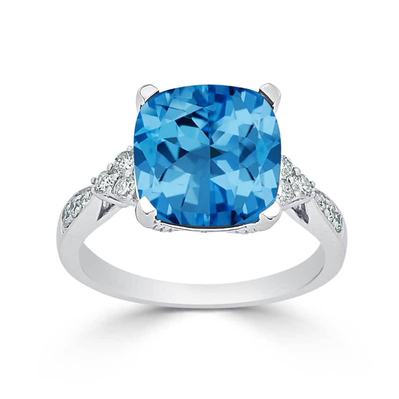 Auriya 1 1/5ct Fancy Cushion Swiss Blue Topaz and Diamond Engagement Ring 1/4ctw 14k Gold