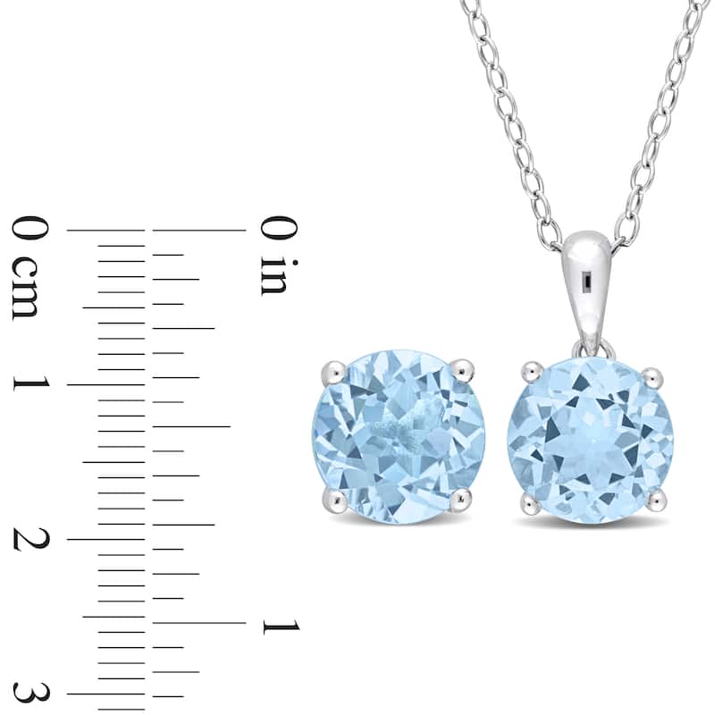 Miadora Gemstone Birthstone Earrings and Necklace Set Sterling Silver