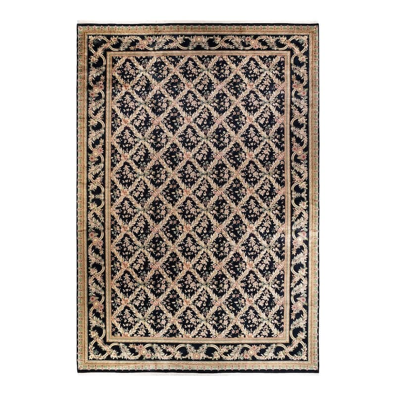 Overton Hand Knotted Wool Vintage Inspired Traditional Mogul Black Area Rug - 12' 1" x 18' 1"