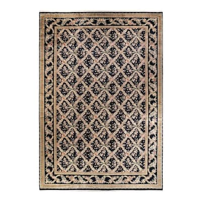 Overton Hand Knotted Wool Vintage Inspired Traditional Mogul Black Area Rug - 12' 1" x 18' 1"