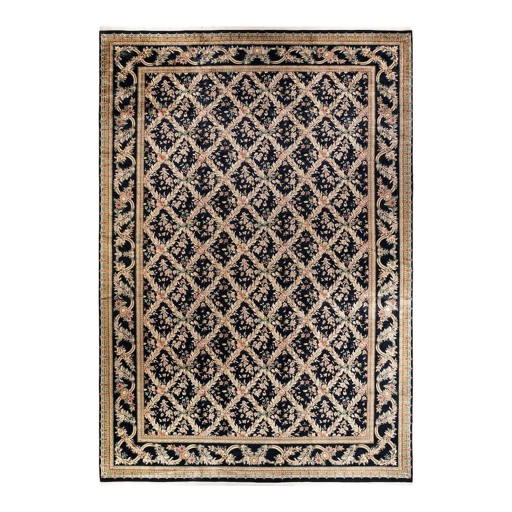 Overton Hand Knotted Wool Vintage Inspired Traditional Mogul Black Area Rug - 12' 1" x 18' 1"