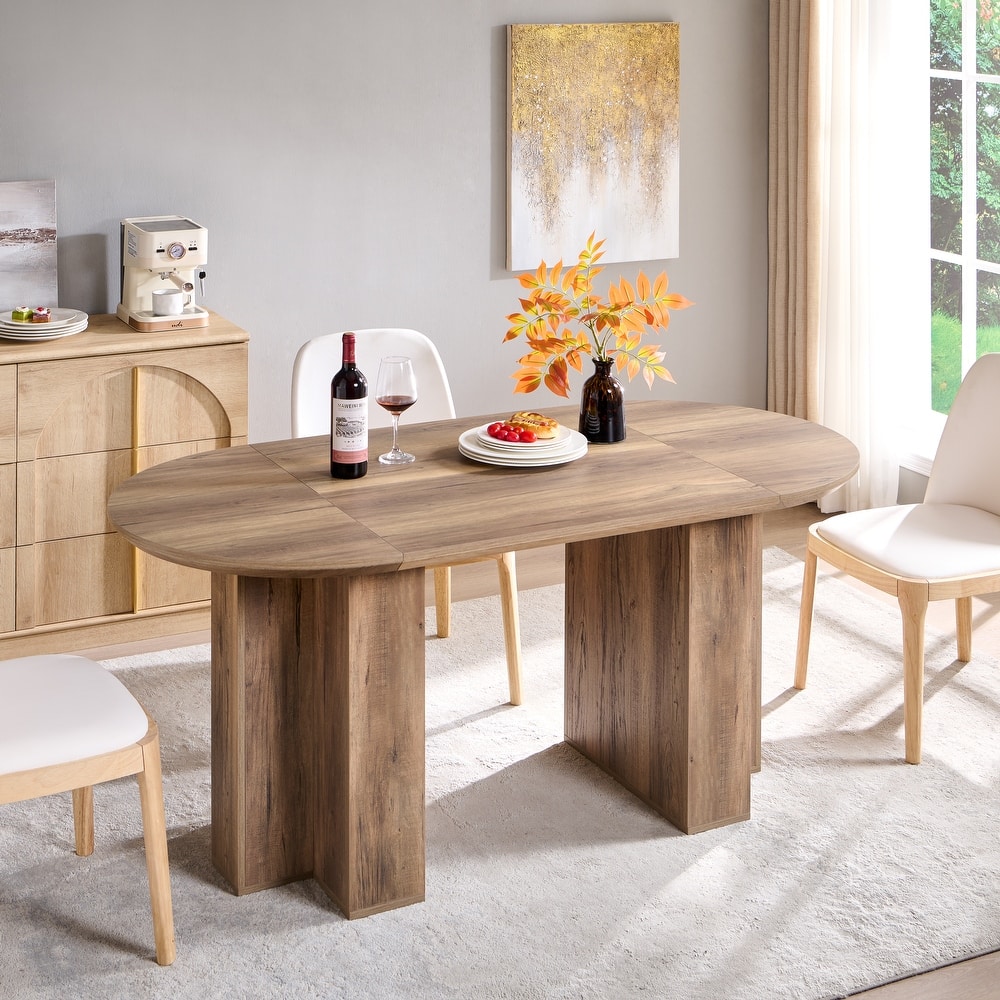 Modern 63" Oval Dining Table, Kitchen Table with Sturdy T-Shaped Base