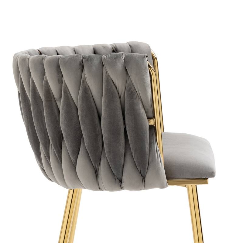 SEYNAR Modern Glam Velvet Dining Side Chair Set of 2 with Gold Metal Frame