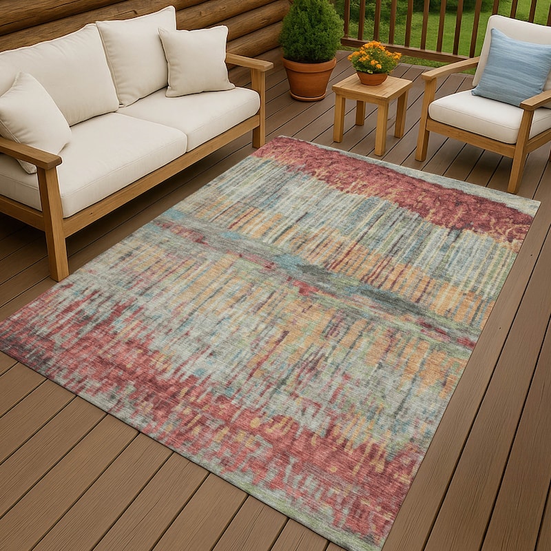 Machine Washable Indoor/ Outdoor Modern Ombre Chantille Rug - Coral - 3' x 5'