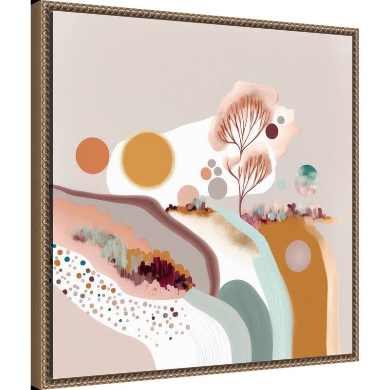 Happy Light Hills by Bella Eve Framed Canvas Wall Art Print - Sylvie Beaded Gold