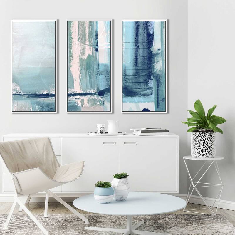 "Miss The Sea I Susan Jill" Print in Floating Canvas, Set of 3 - Blue