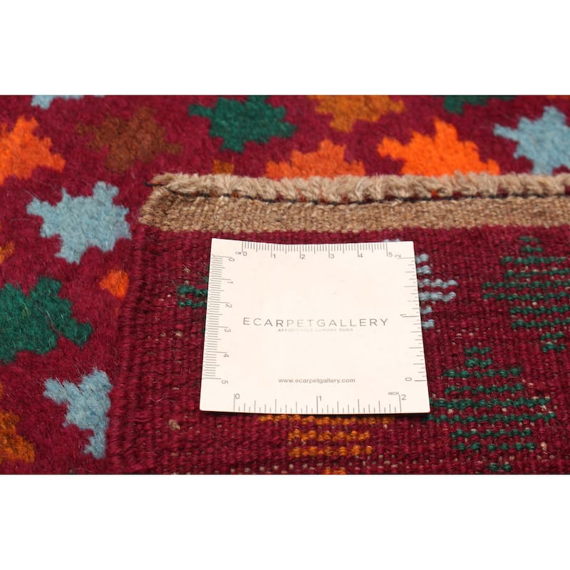 ECARPETGALLERY Hand-knotted Afghan Burgundy Wool Rug - 2'10 x 9'10
