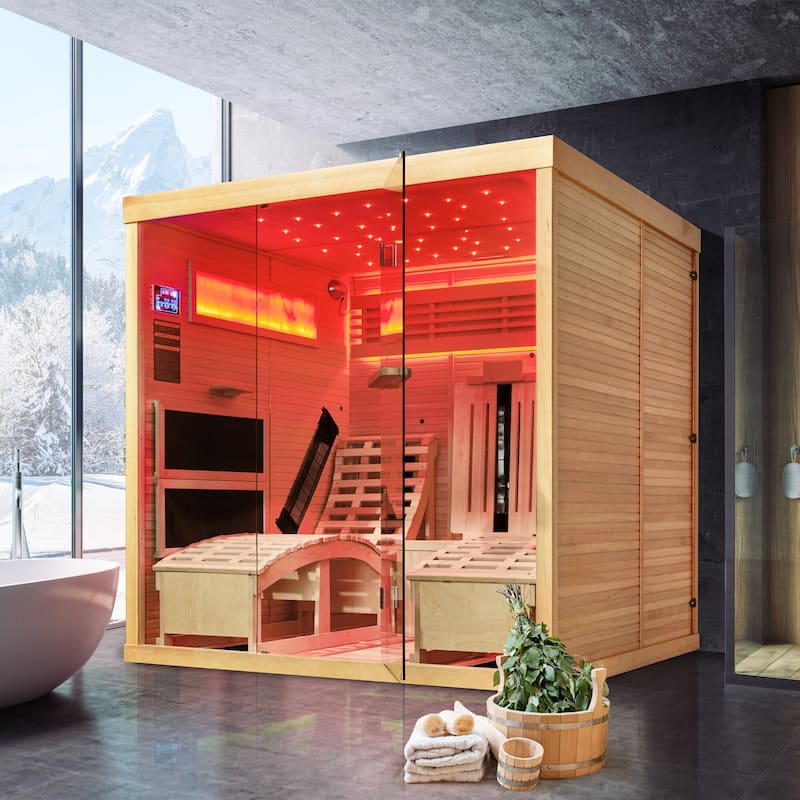 EROMMY up to 3 Person Infrared Sauna with 10-Minute Warm-Up Heater Tube and Carbon Plate