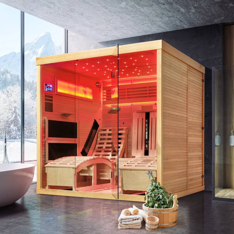 Infrared Sauna up to 4 Person with 15 Minutes Warm-up Heater Tube & Carbon Plate