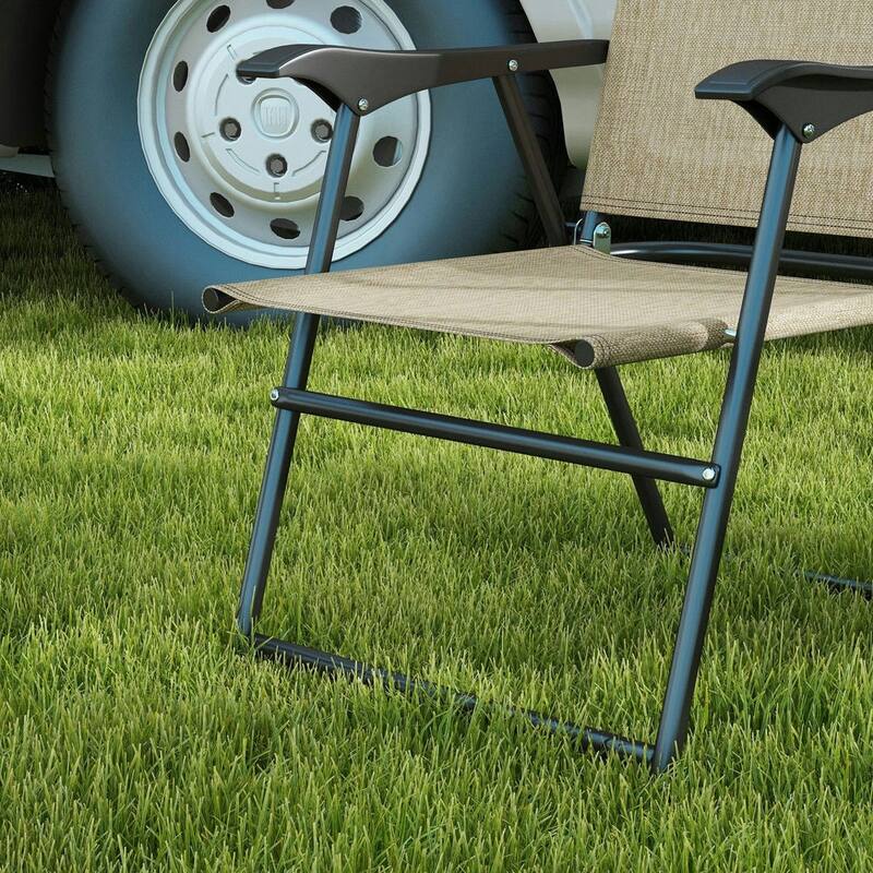 4-Piece Folding Camping Chair Set, Mesh Seats, Armrests for Lawn Patio