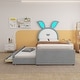 preview thumbnail 1 of 46, Upholstered platform bed with headboard with shelves and drawers