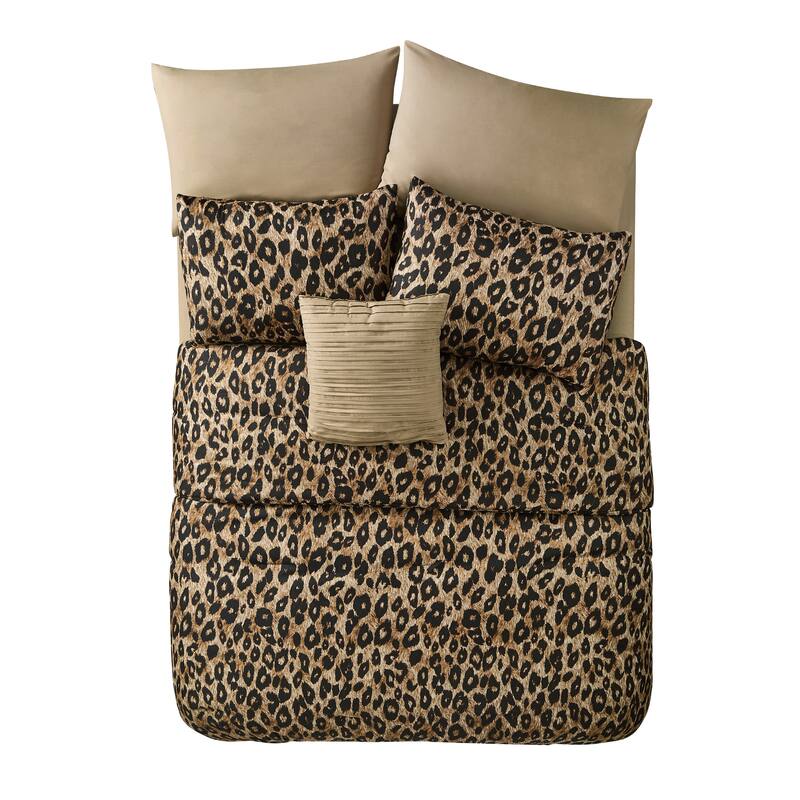 Cheetah Reversible Bed-in-a-Bag Comforter Set