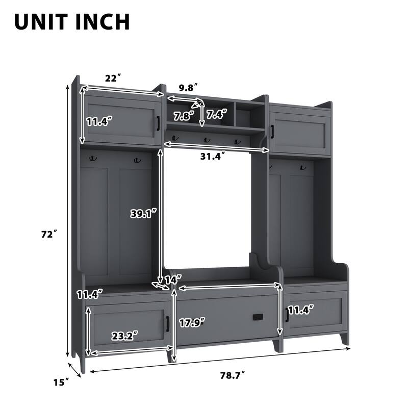 Entryway Bench Hall Tree with Ample Storage Drawer - N/A