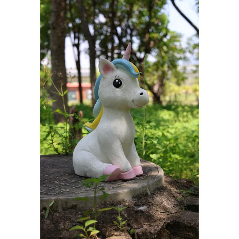 Sitting Unicorn Outdoor Garden Statue - 17.75"