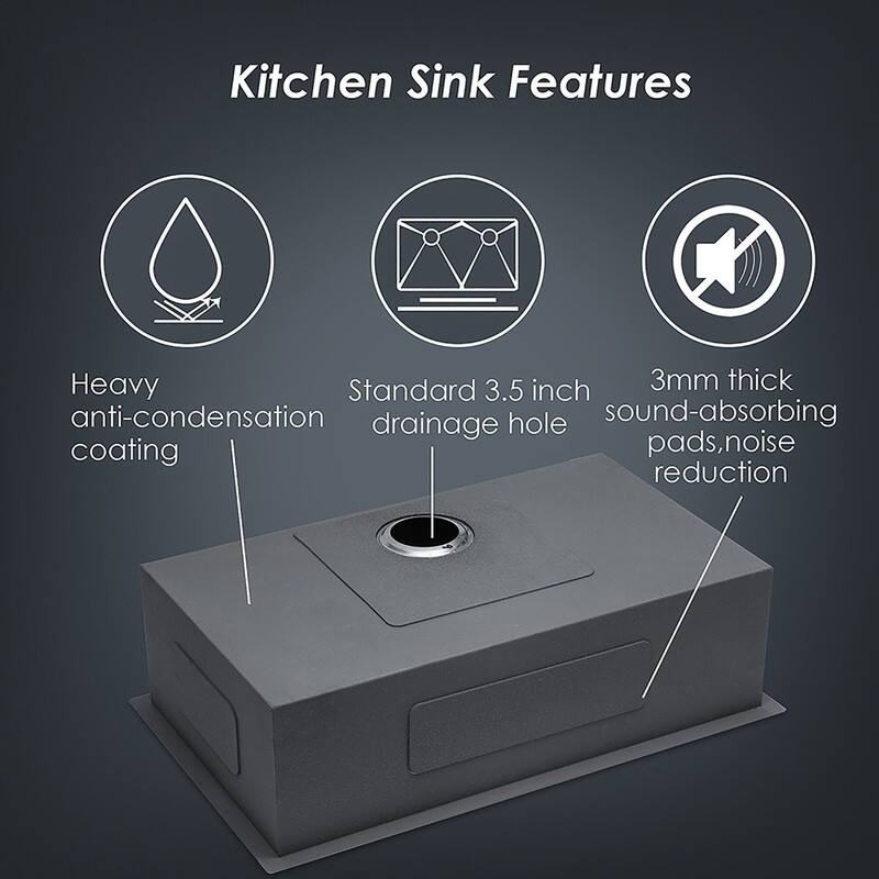 32 Inch Undermount Single Bowl 18 Gauge Stainless Steel Kitchen Sink