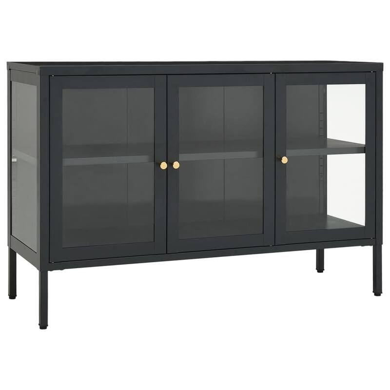 vidaXL Sideboard Anthracite 41.3"x13.8"x27.6" Steel and Glass