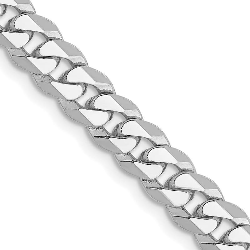 Curata 14k White Gold Solid Polished 5.2mm Flat Curb Chain Bracelet Lobster Claw